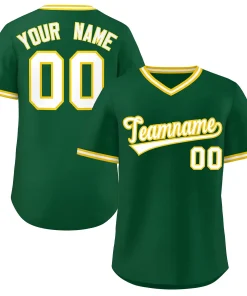 Custom Green White Classic Style Outdoor Authentic Pullover Baseball Jersey