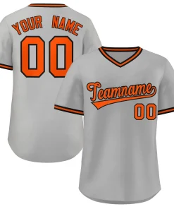 Custom Gray Orange Classic Style Outdoor Authentic Pullover Baseball Jersey