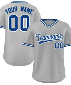 Custom Gray Royal-White Classic Style Outdoor Authentic Pullover Baseball Jersey