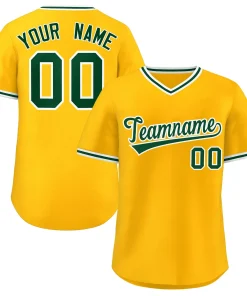 Custom Yellow Green Classic Style Outdoor Authentic Pullover Baseball Jersey