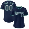 Custom Navy Gray Classic Style Outdoor Authentic Pullover Baseball Jersey