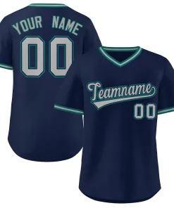 Custom Navy Gray Classic Style Outdoor Authentic Pullover Baseball Jersey