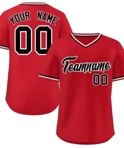 Custom Red Black-White Classic Style V-Neck Authentic Pullover Baseball Jersey