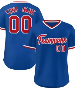 Custom Royal Red-White Orange Classic Style V-Neck Authentic Pullover Baseball Jersey