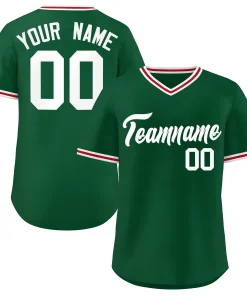 Custom Green Classic Style V-Neck Authentic Pullover Baseball Jersey