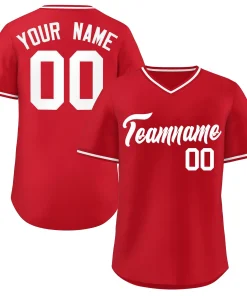 Custom Red Classic Style V-Neck Authentic Pullover Baseball Jersey