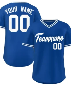 Custom Royal White Classic Style V-Neck Authentic Pullover Baseball Jersey