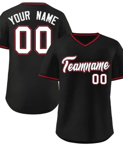 Custom Black Classic Style V-Neck Authentic Pullover Baseball Jersey