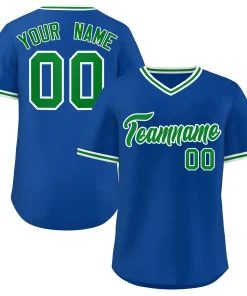 Custom Royal Green Classic Style V-Neck Authentic Pullover Baseball Jersey
