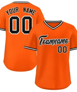 Custom Orange Classic Style V-Neck Authentic Pullover Baseball Jersey