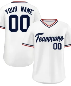 Custom White Classic Style V-Neck Authentic Pullover Baseball Jersey