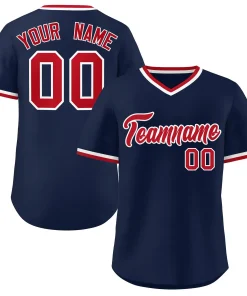 Custom Navy Classic Style V-Neck Authentic Pullover Baseball Jersey