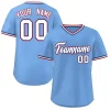 Custom Light Blue White Classic Style V-Neck Authentic Pullover Baseball Jersey