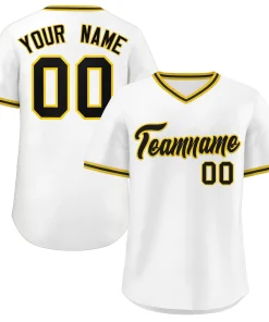 Custom White Black Classic Style V-Neck Authentic Pullover Baseball Jersey