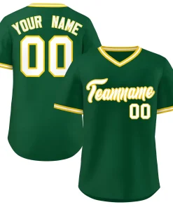 Custom Green White Classic Style V-Neck Authentic Pullover Baseball Jersey