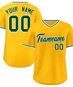 Custom Yellow Green Classic Style V-Neck Authentic Pullover Baseball Jersey