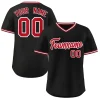 Custom Black Red-White Classic Style V-Neck Authentic Pullover Baseball Jersey