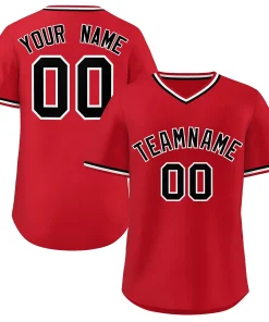 Custom Red Black-White Classic Style Personalized Authentic Pullover Baseball Jersey