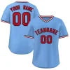 Custom Light Blue Red-White Classic Style Personalized Authentic Pullover Baseball Jersey