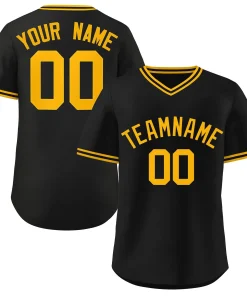 Custom Black Yellow Classic Style Personalized Authentic Pullover Baseball Jersey