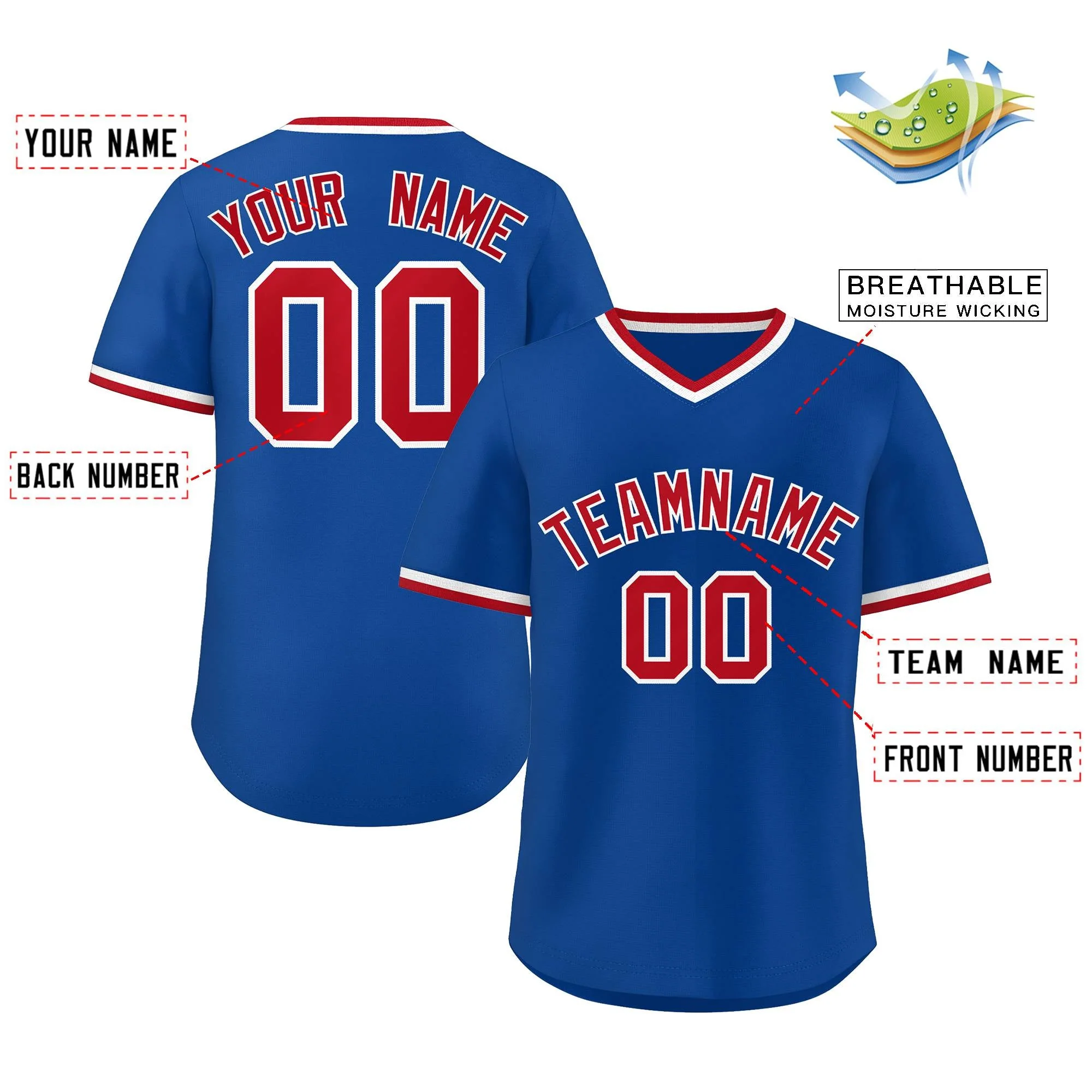 Custom Royal Red-White Orange Classic Style Personalized Authentic Pullover Baseball Jersey - Image 2
