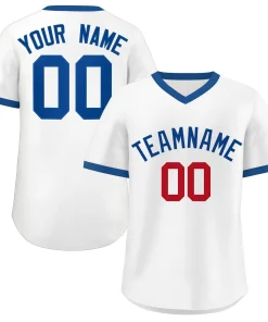 Custom White Royal-Red Classic Style Personalized Authentic Pullover Baseball Jersey