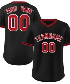 Custom Black Red-Black Classic Style Personalized Authentic Pullover Baseball Jersey