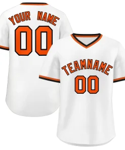 Custom White Orange Classic Style Personalized Authentic Pullover Baseball Jersey