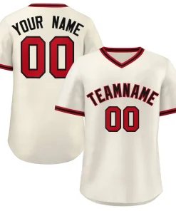 Custom Cream Red-Black Classic Style Personalized Authentic Pullover Baseball Jersey