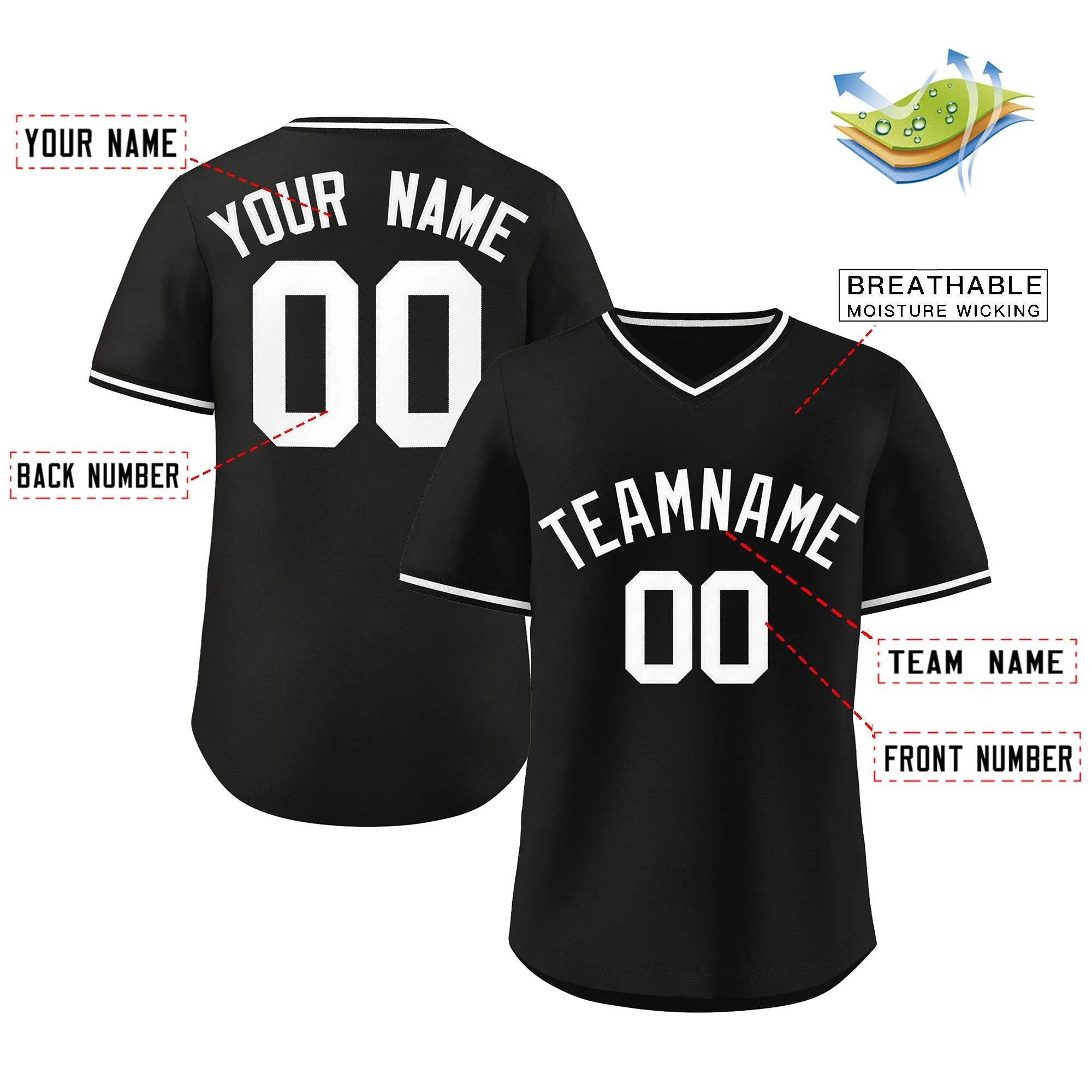 Custom Black White Classic Style Personalized Authentic Pullover Baseball Jersey - Image 2