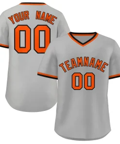 Custom Gray Black-Orange Classic Style Personalized Authentic Pullover Baseball Jersey