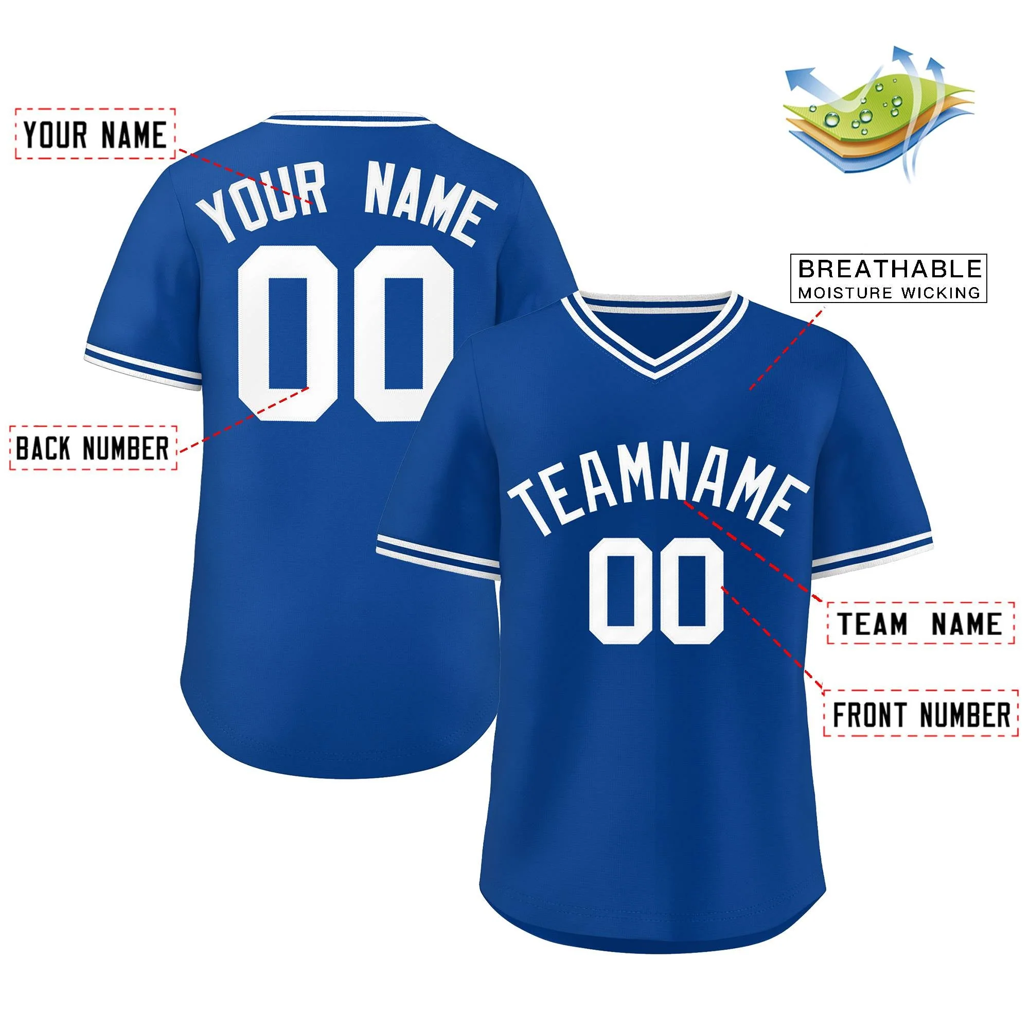 Custom Royal White Classic Style Personalized Authentic Pullover Baseball Jersey - Image 2