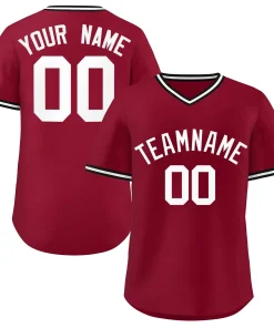 Custom Crimson Classic Style Personalized Authentic Pullover Baseball Jersey