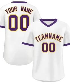 Custom White Purple Classic Style Personalized Authentic Pullover Baseball Jersey