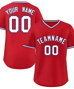 Custom Red White Classic Style Personalized Authentic Pullover Baseball Jersey
