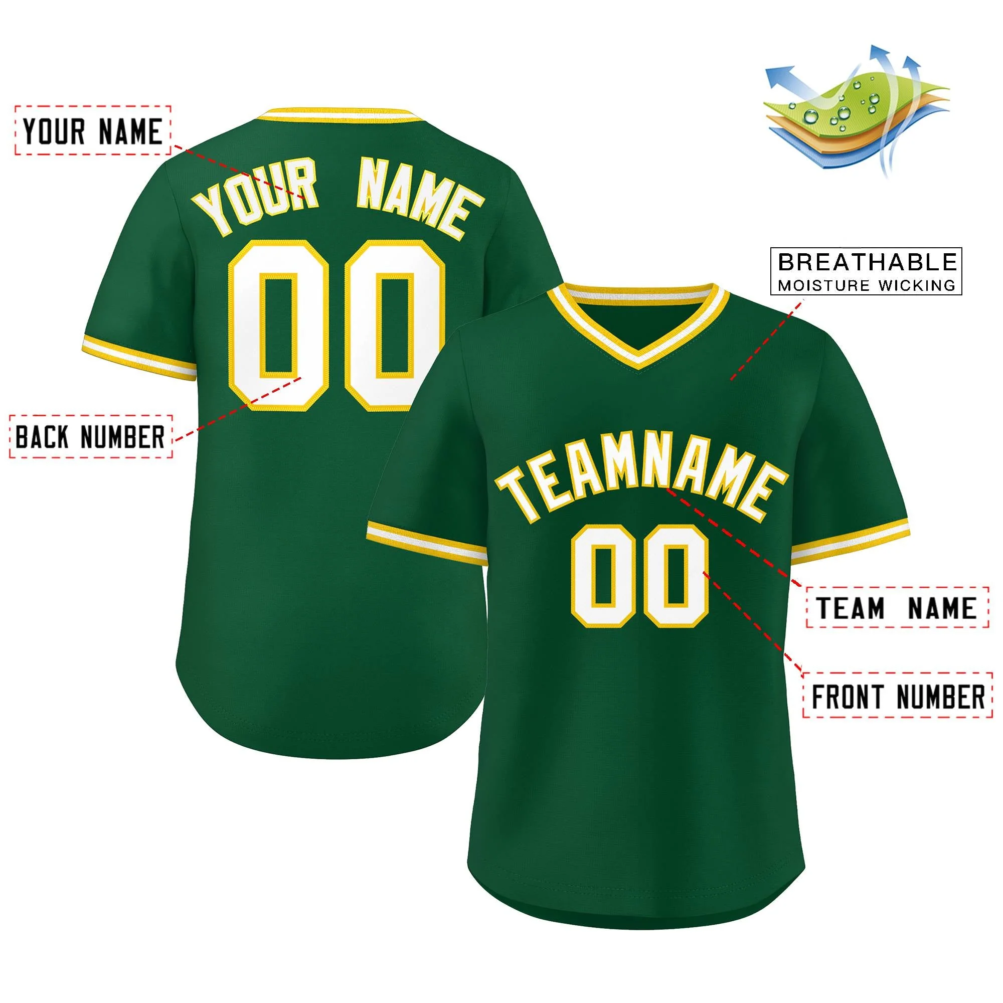 Custom Green White Classic Style Personalized Authentic Pullover Baseball Jersey - Image 2