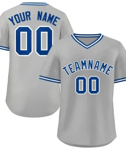 Custom Gray Royal-White Classic Style Personalized Authentic Pullover Baseball Jersey