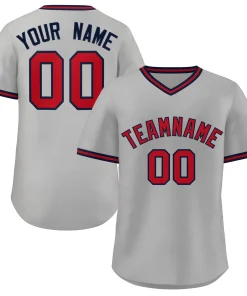Custom White Red Navy Classic Style Personalized Authentic Pullover Baseball Jersey