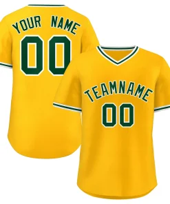 Custom Yellow Green Classic Style Personalized Authentic Pullover Baseball Jersey