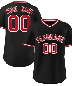 Custom Black Red-White Classic Style Personalized Authentic Pullover Baseball Jersey