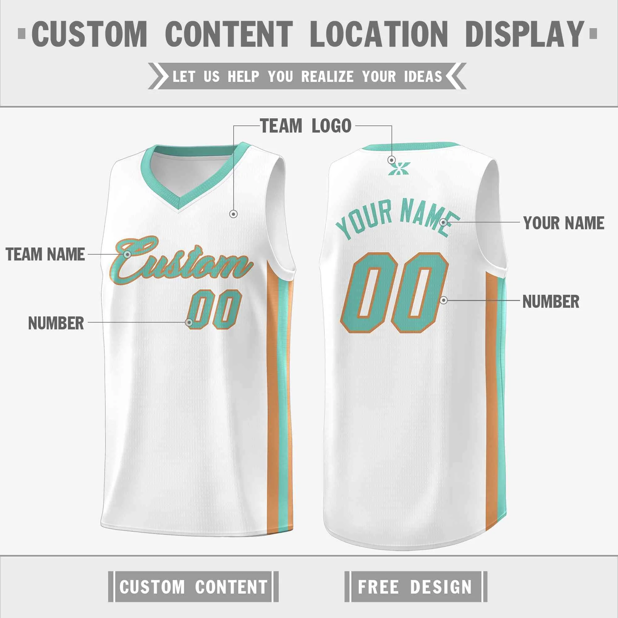 Custom White Aqua-Old Gold Classic Tops Mesh Sport Basketball Jersey - Image 2