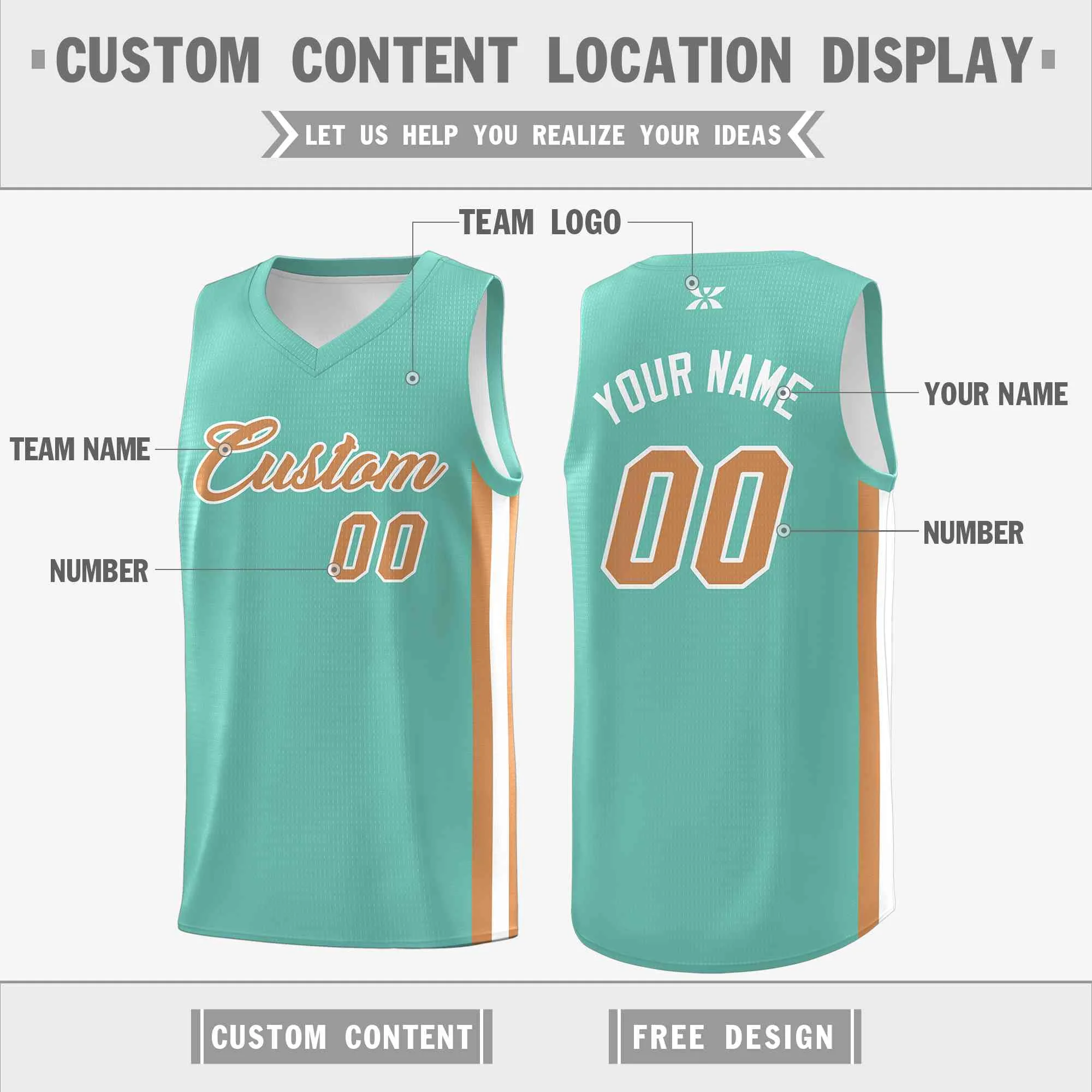 Custom Aqua Old Gold-White Classic Tops Mesh Sport Basketball Jersey - Image 2
