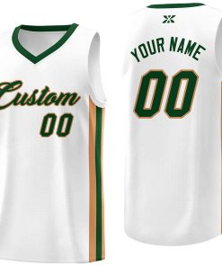 Custom White Green-Old Gold Classic Tops Mesh Sport Basketball Jersey