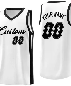 Custom White Black Classic Tops Basketball Jersey