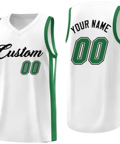 Custom White Green Classic Tops Basketball Jersey
