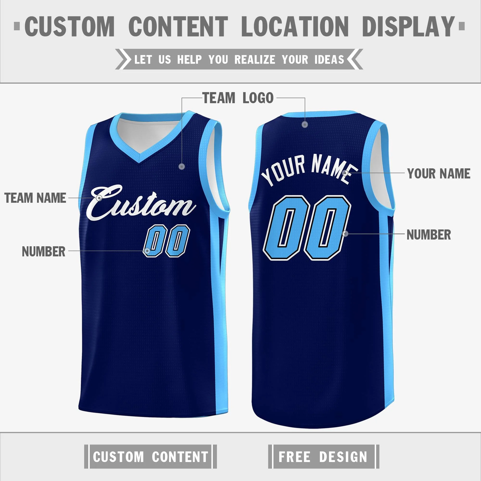 Custom Navy White Classic Tops Basketball Jersey - Image 2