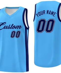Custom Powder Blue Black Classic Tops Basketball Jersey