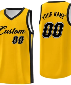 Custom Yellow Black Classic Tops Basketball Jersey