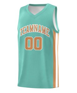 Custom Teal Old Gold-White  Classic Tops Mesh Sport Basketball Jersey