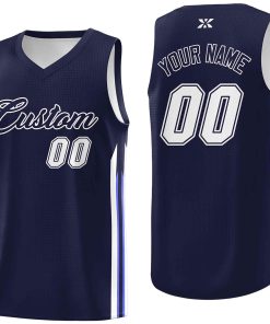 Custom Navy White-Classic Tops Mesh Sport Basketball Jersey